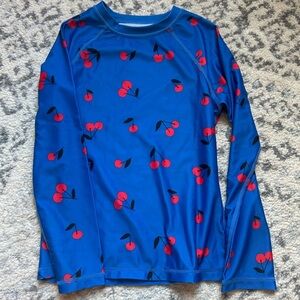 Tea Collection Blue Cherry Swim Top Size 10